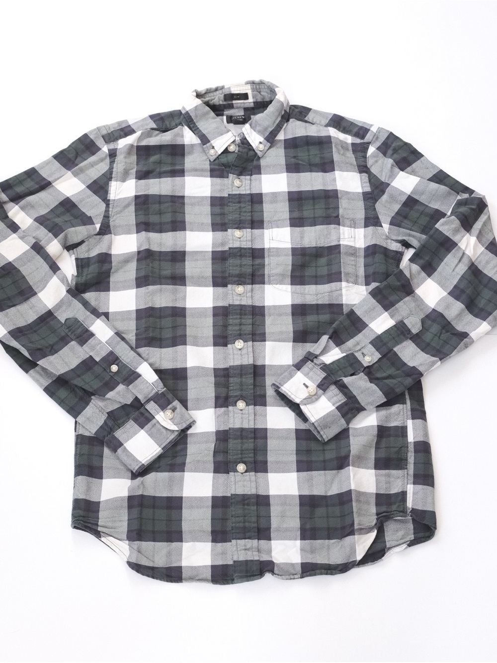 JCrew Green White Oxford Checkered Slim Shirt - Size Extra Small